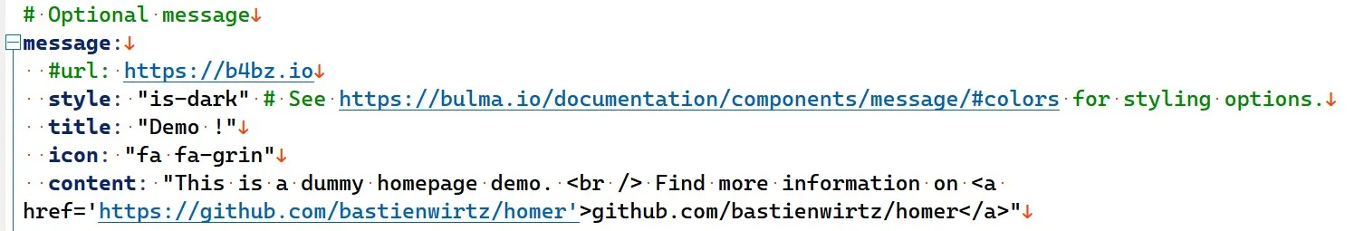 homer-message-configuration